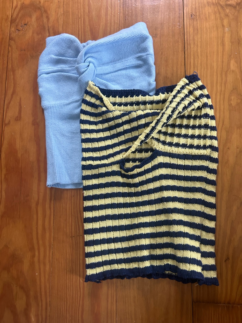 Striped Navy and Yellow Knit Top